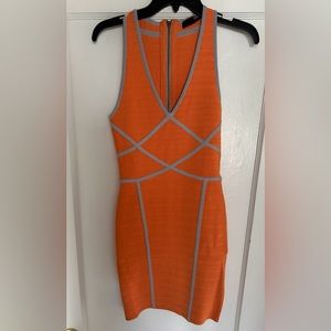 Cut25 bodycon dress. Size small. Orange with grey piping. Worn once.